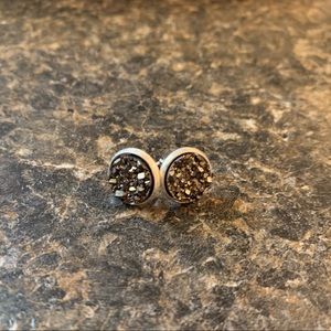 Gunmetal Gray with Silver Druzy Studs